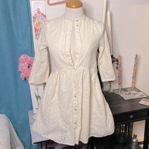 🌷Only🌷 100% Cotton Off White Cream Button Up Dress